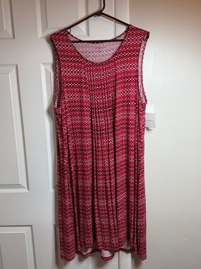 croft & barrow Red Patterned Midi Swing Dress